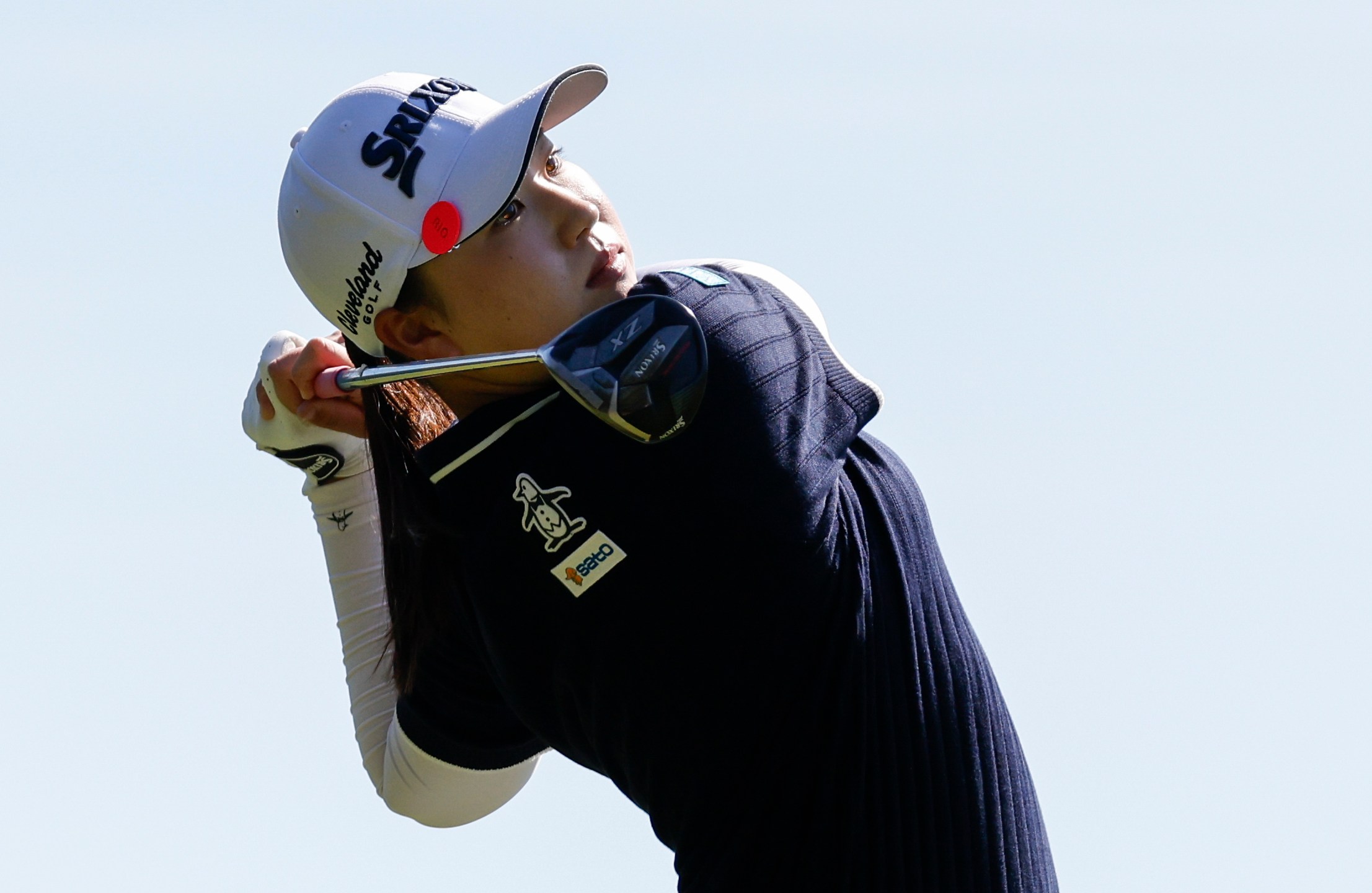 Rio Takeda hits a ninth-hole fairway shot during the first round of the Hilton Grand Vacations Tournament of Champions LPGA golf tournament in Orlando, Fla., Thursday, Jan. 30, 2025. (AP Photo/Kevin Kolczynski)