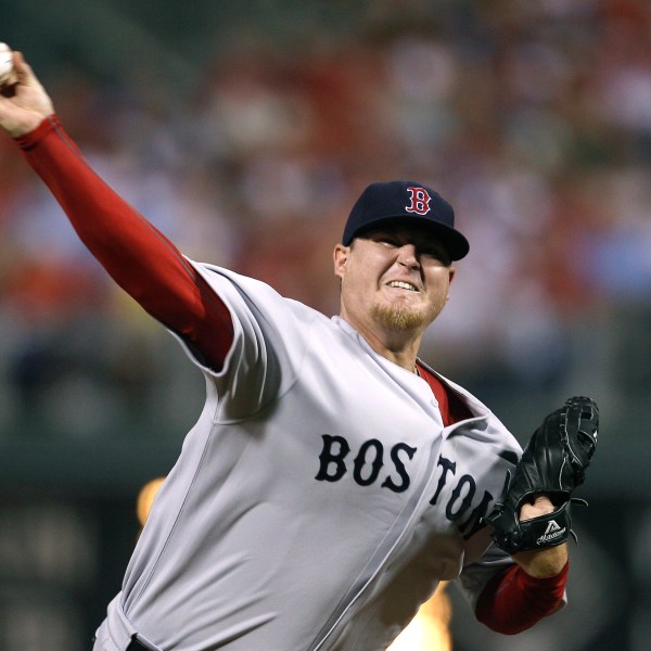 FILE - In this June 28, 2011 file photo, Boston Red Sox pitcher Bobby Jenks throws during a baseball game against the Philadelphia Phillies in Philadelphia. (AP Photo/Matt Slocum, File)