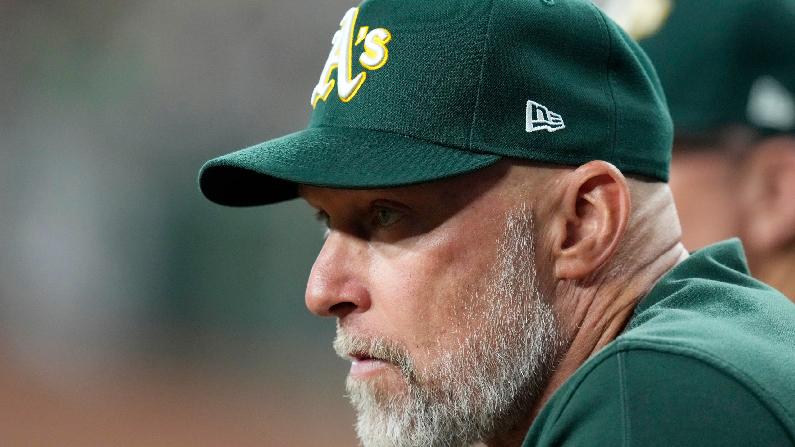 FILE - Oakland Athletics manager Mark Kotsay watches the action on the field during the ninth inning of a baseball game against the Arizona Diamondbacks, June 29, 2024, in Phoenix. (AP Photo/Ross D. Franklin, file)