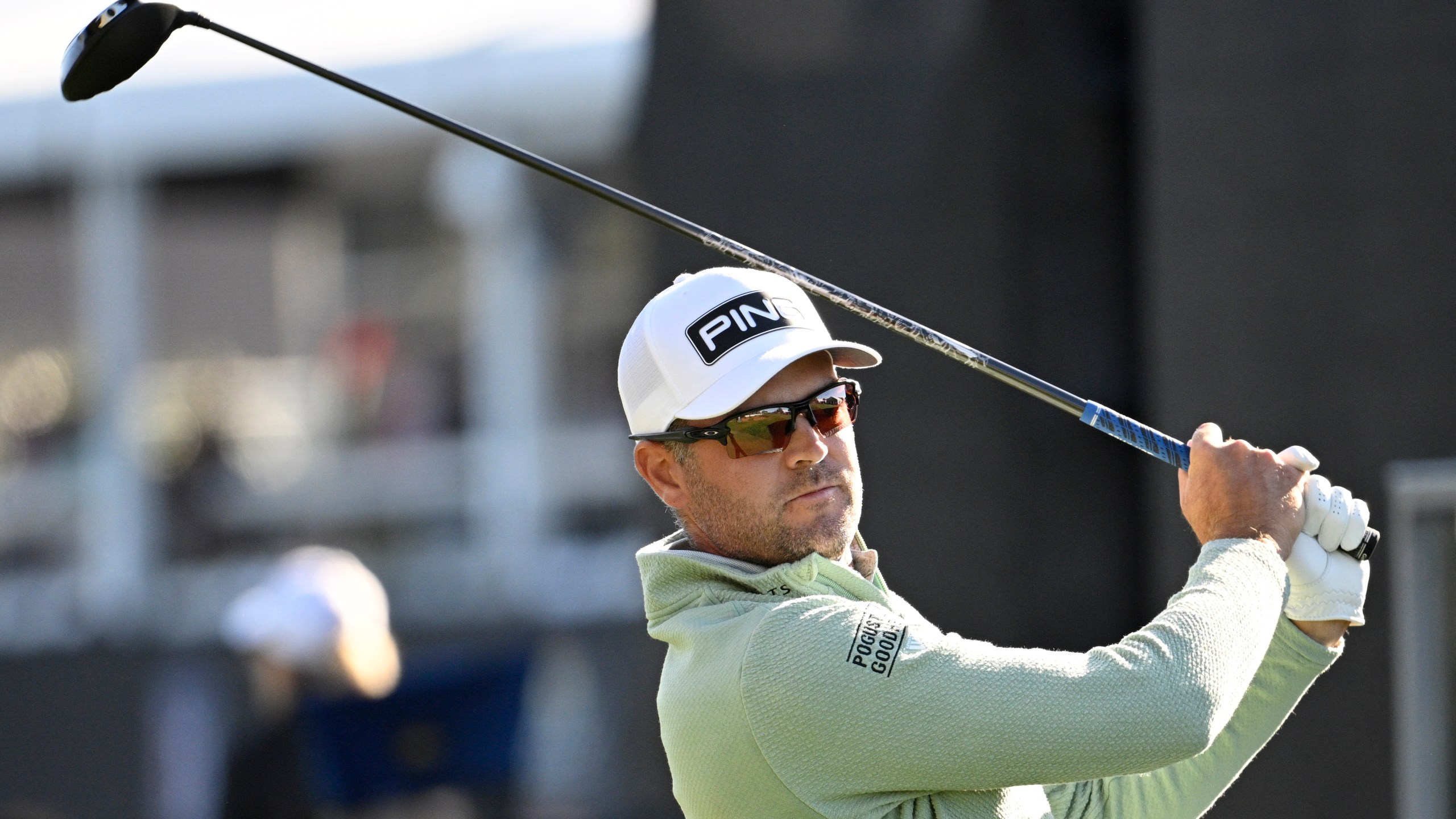 Corey Conners, of Canada, tees off on the 18th hole during the first round of the Arnold Palmer Invitational at Bay Hill golf tournament, Thursday, March 6, 2025, in Orlando, Fla. (AP Photo/Phelan M. Ebenhack)