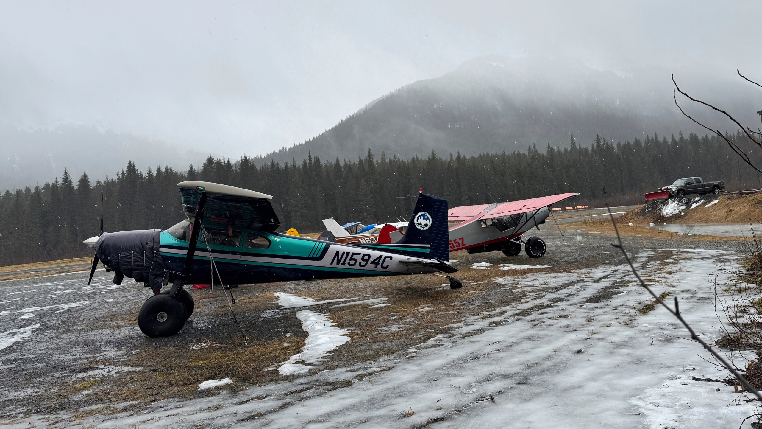 Small airplanes are shown Wednesday, March 5, 2025, at the airport in Girdwood, Alaska. (AP Photo/Mark Thiessen)