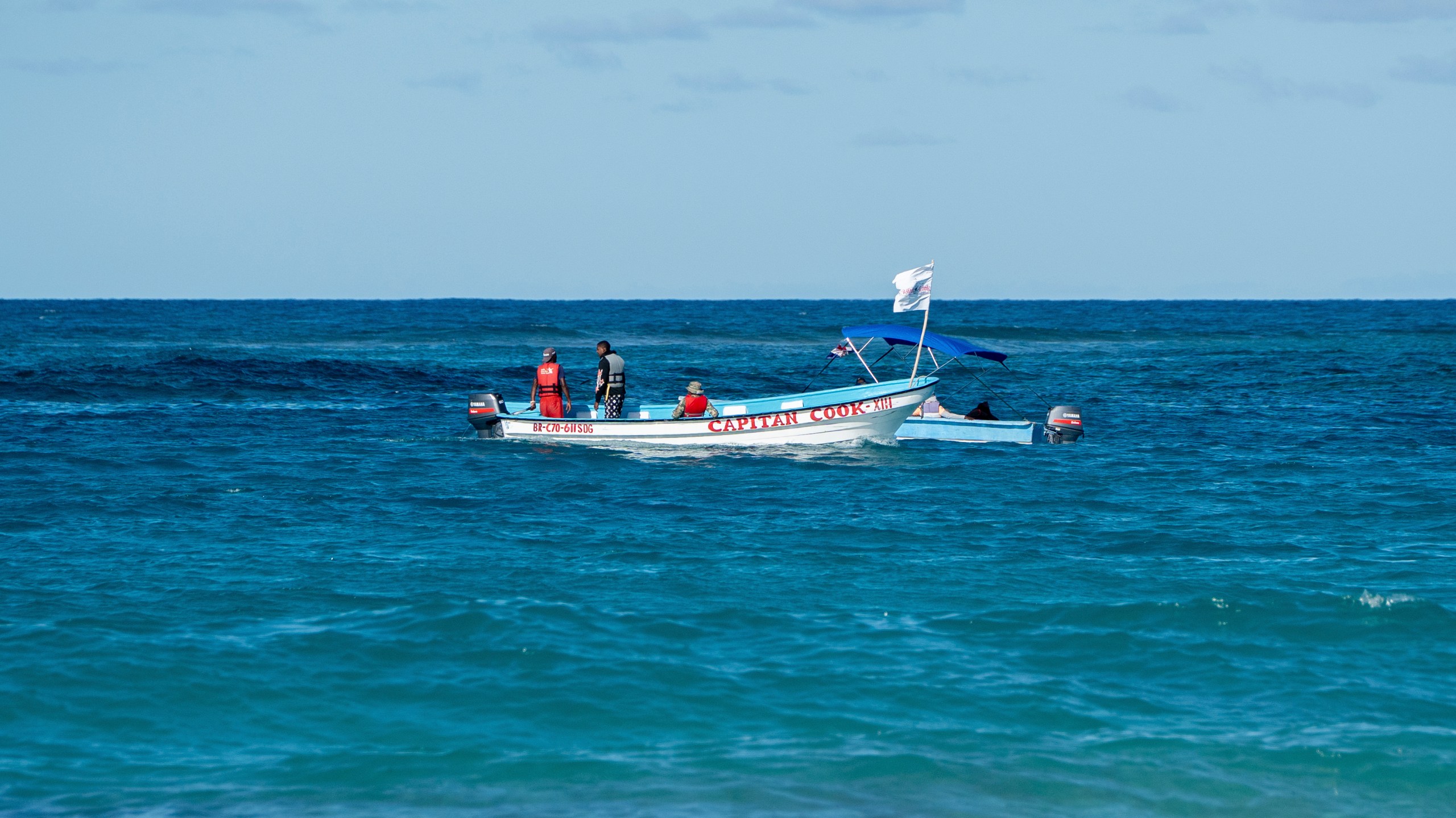 Civil defense boats search for Sudiksha Konanki, a university student from the U.S. who disappeared on a beach in Punta Cana, Dominican Republic, Monday, March. 10, 2025. (AP Photo/Francesco Spotorno)