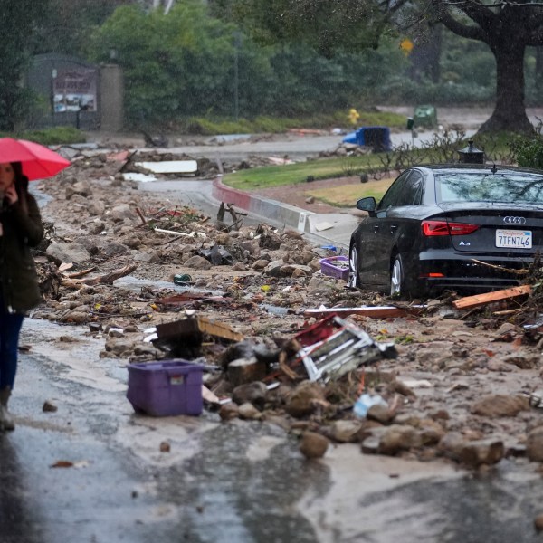 FILE - Mud and debris is strewn on Fryman Road during an atmospheric river Feb. 5, 2024, in Studio City Calif. (AP Photo/Marcio Jose Sanchez, File)